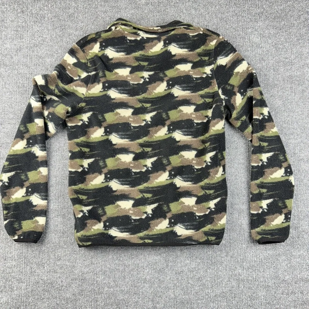 WeSC Pullover Sweater Mens Small Camo Fleece Half Zip Pocket Green Brown Outdoor